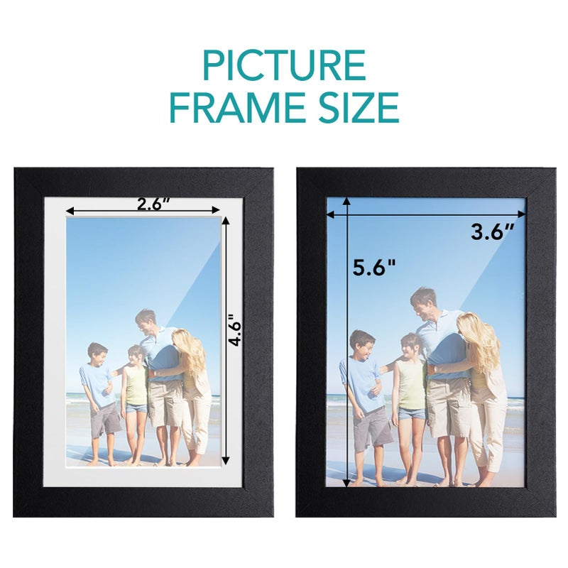 TWING 4x6 Picture Frame,Display Pictures 3x5 with Mat or 4x6 Without Mat,Small Picture Frame for Wall and Table Top Display,Black,1 Pack - Image 2